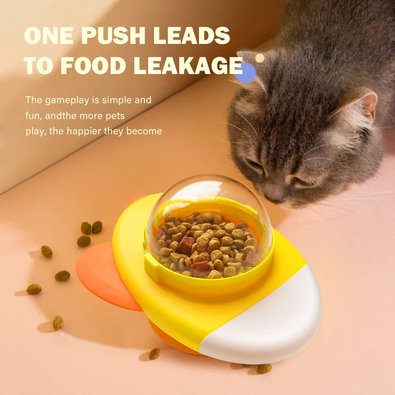 Distributore interattivo di snack e mangiatoia lenta a forma di anatra per animali domestici